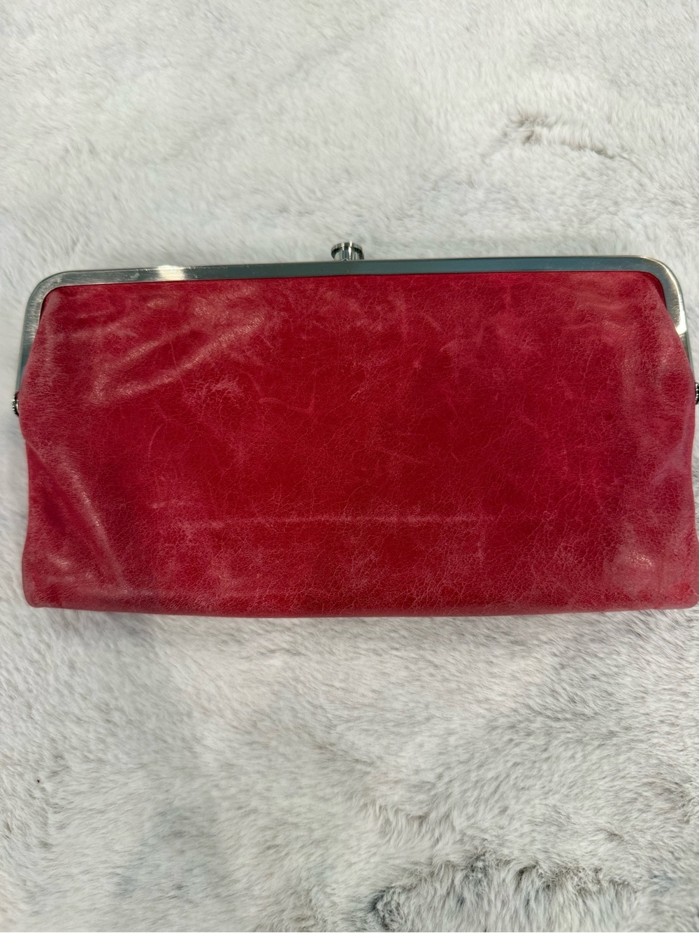 Hobo Lauren Red Leather Double Frame Clutch Wallet